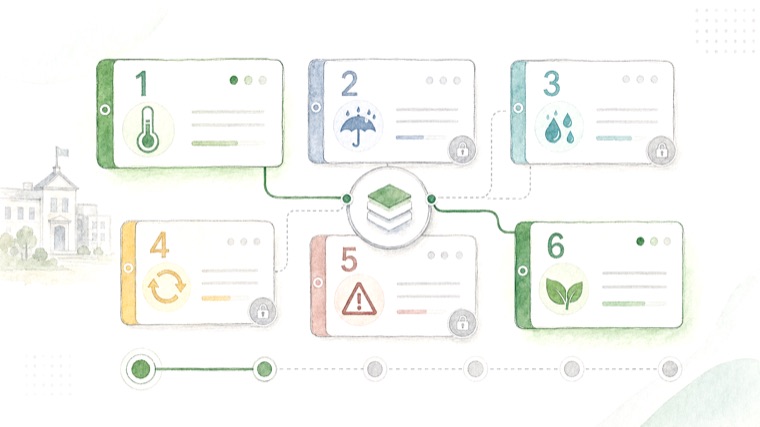 Calendrier progressif des axes environnementaux avec les axes 1 et 6 activés